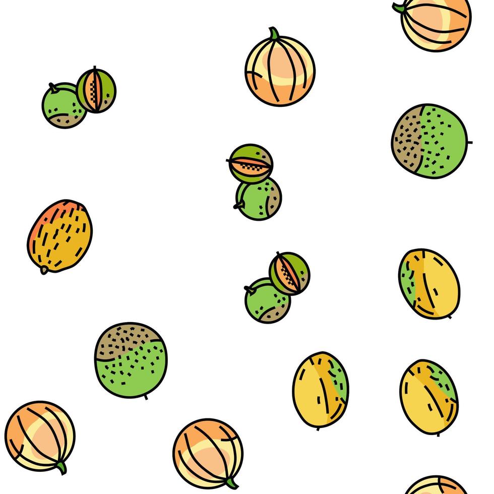 melon cantaloupe yellow fruit vector seamless pattern