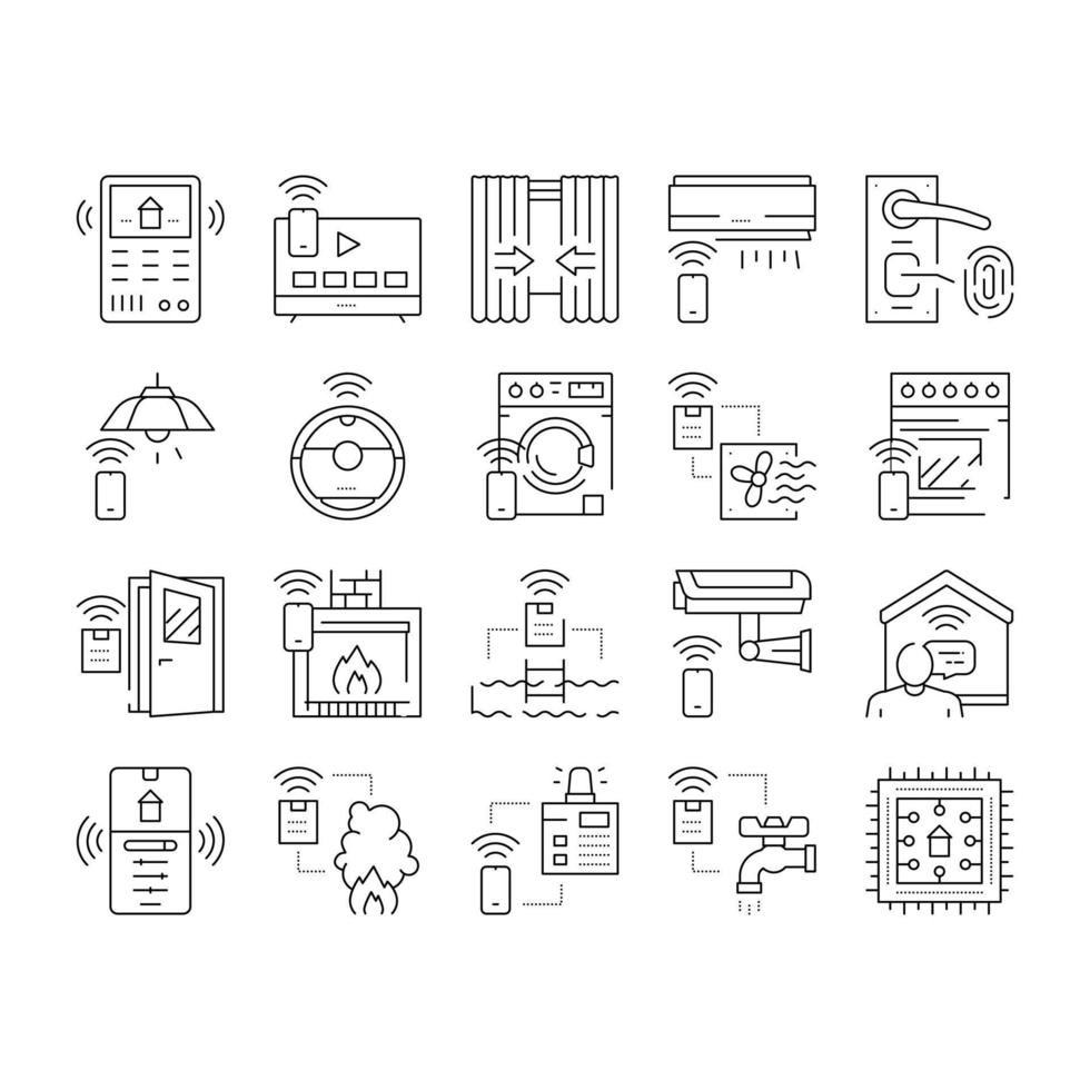 conjunto de iconos de colección de equipos domésticos inteligentes vector