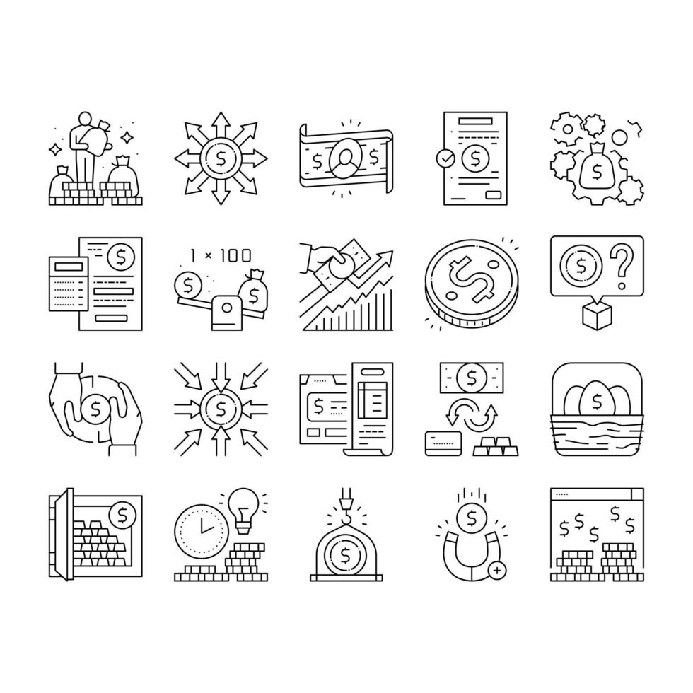 Wealth Finance Capital Collection Icons Set Vector