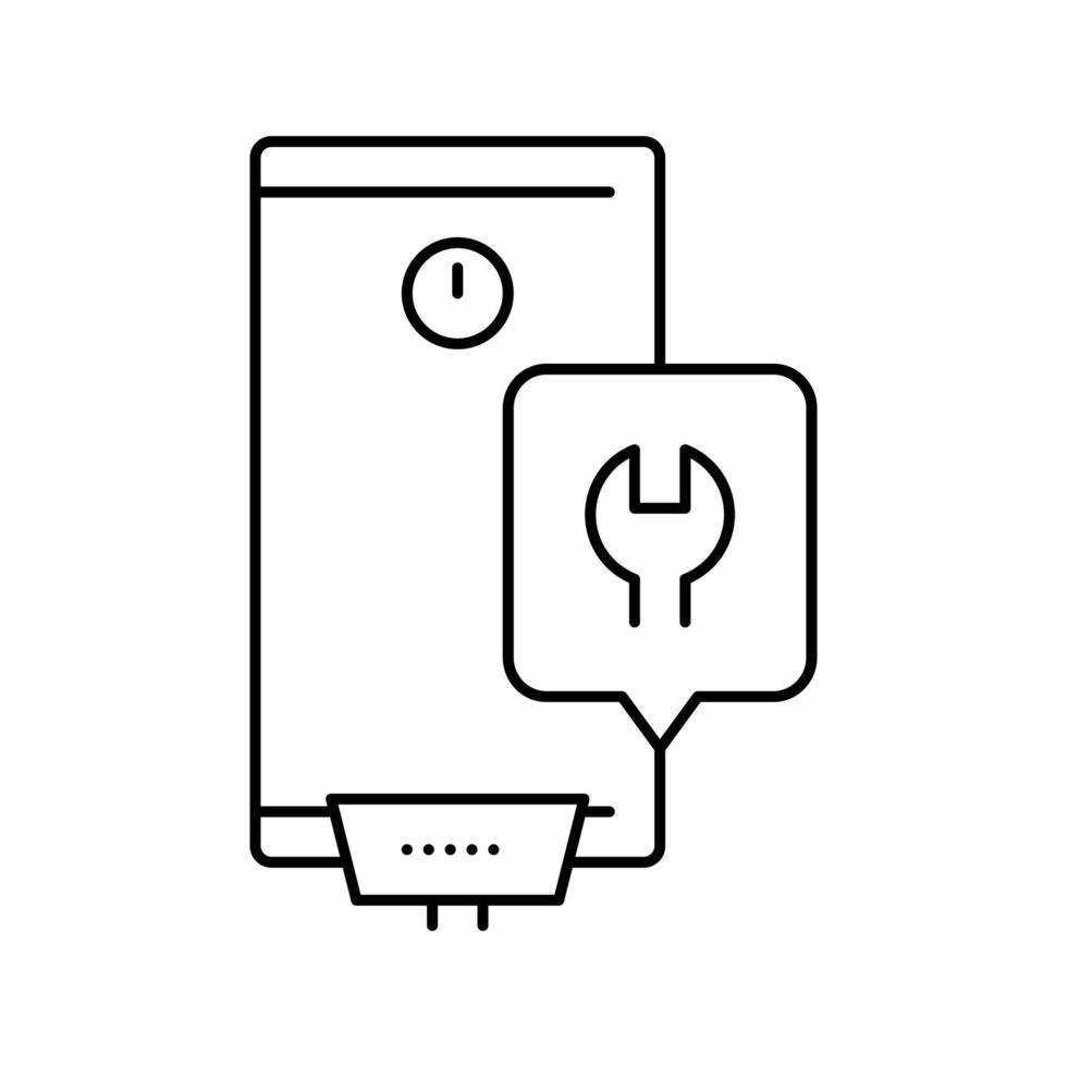 ilustración de vector de icono de línea de reparación de calentador de agua