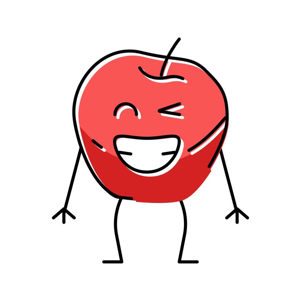 apple fruit character color icon vector illustration