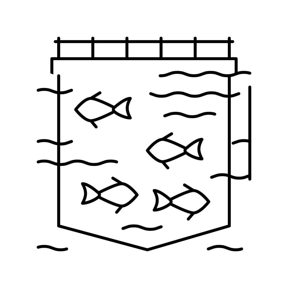 sea cages salmon line icon vector illustration