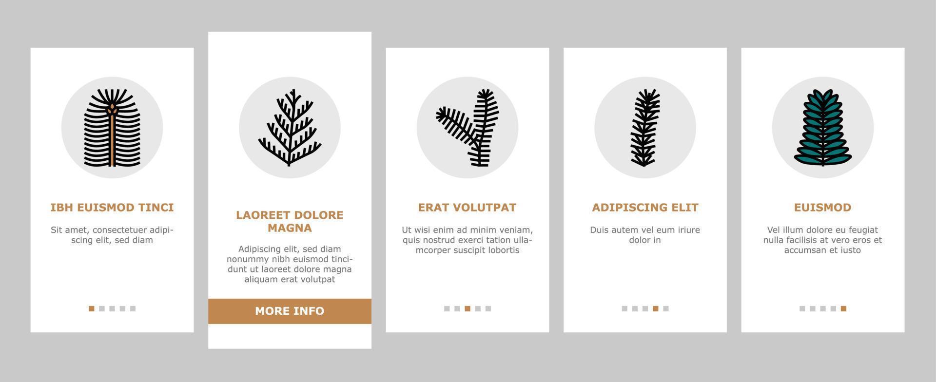 Leaf Of Tree, Bush Or Flower onboarding icons set vector