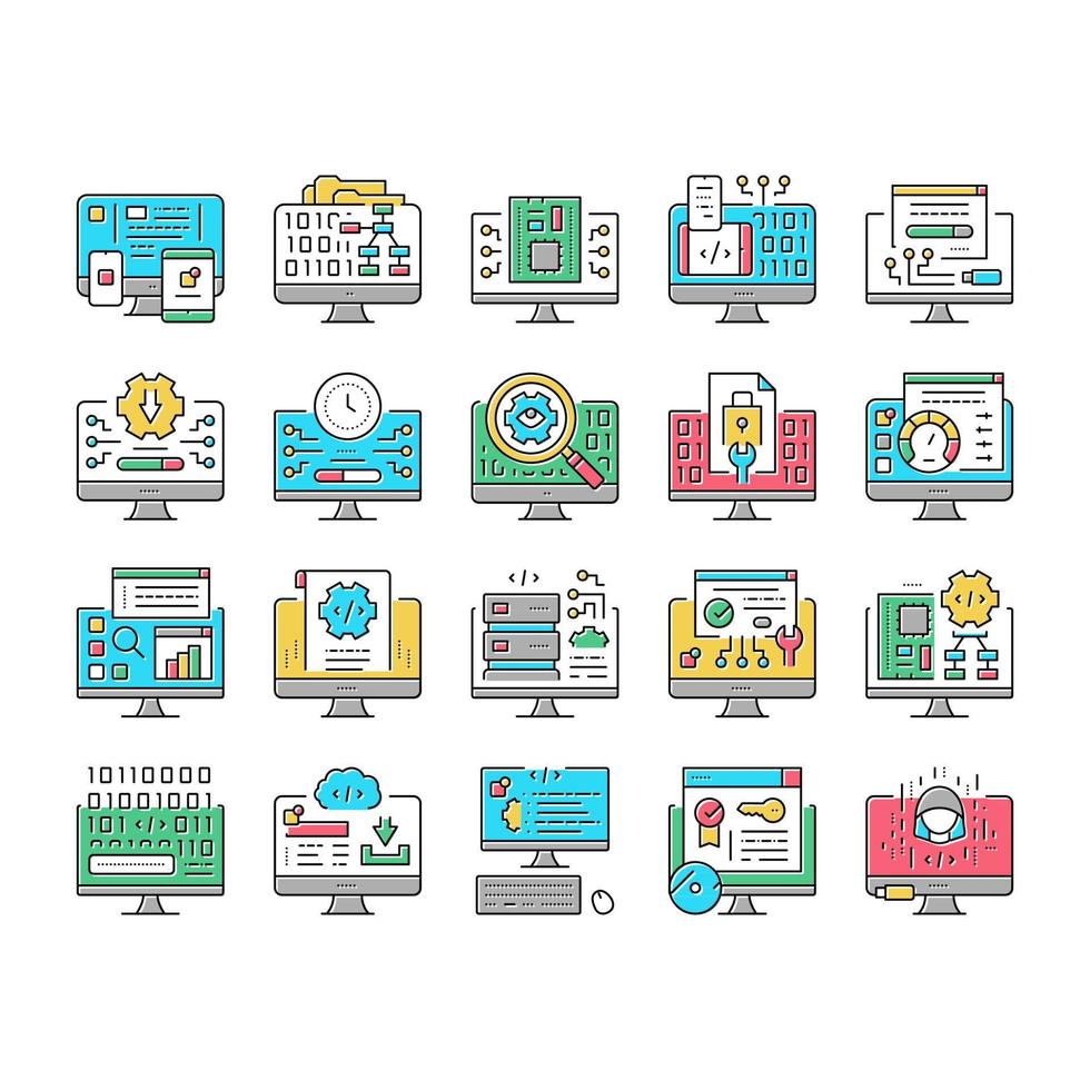 Software Program Development Icons Set Vector