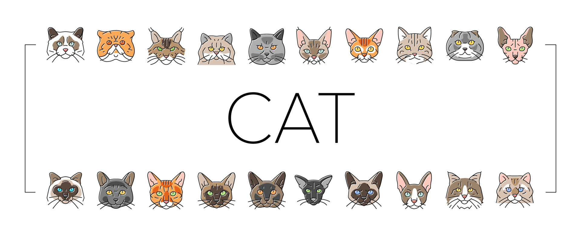 cat cute pet animal kitten funny icons set vector 19592602 Vector Art at  Vecteezy