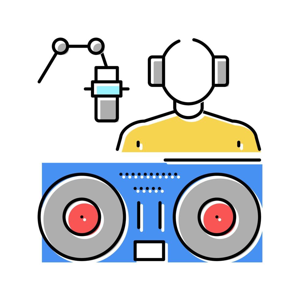 Ilustración de vector de icono de color de anfitrión de dj y radio