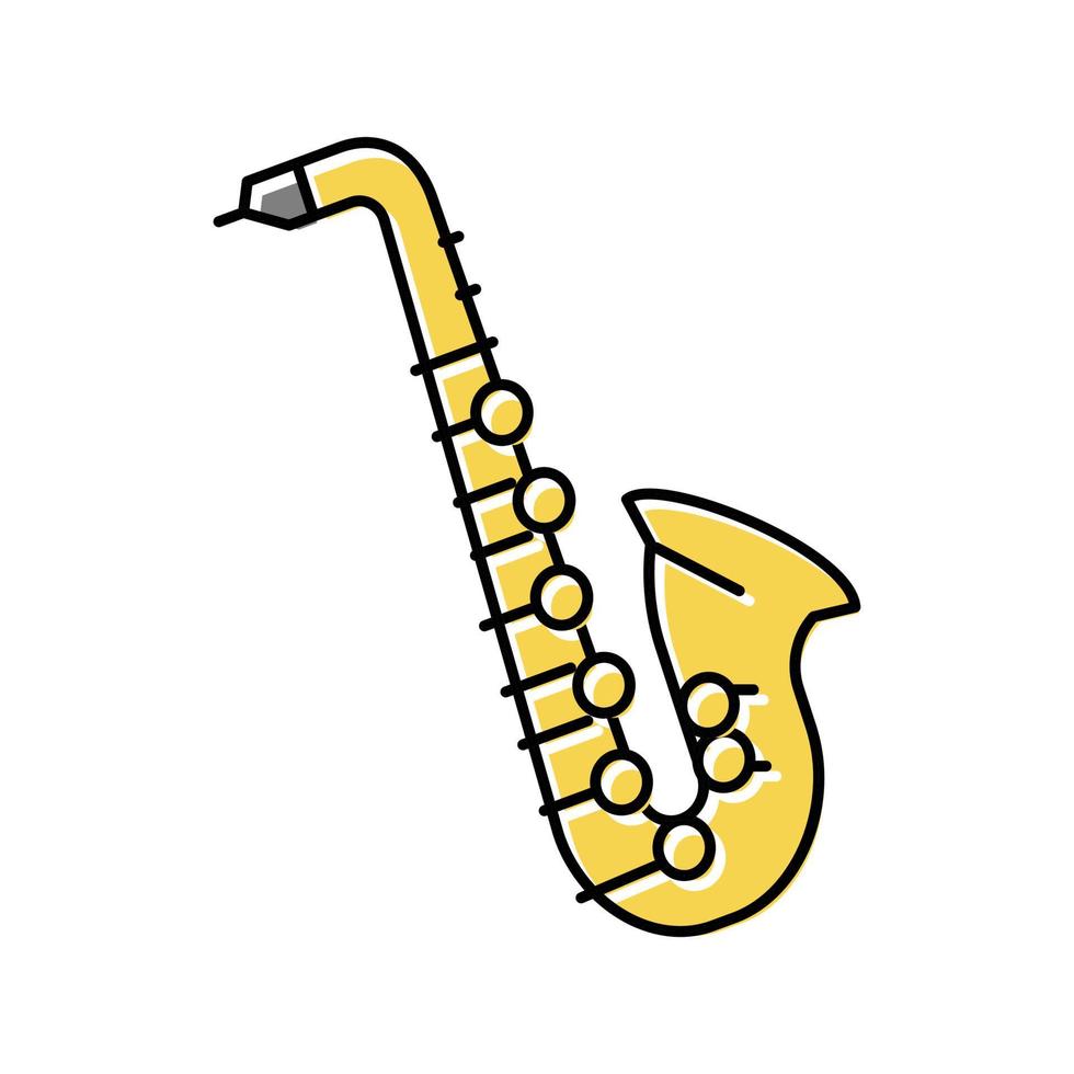 saxofón música instrumento color icono vector ilustración