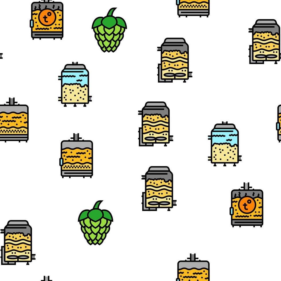 beer production brewery factory vector seamless pattern