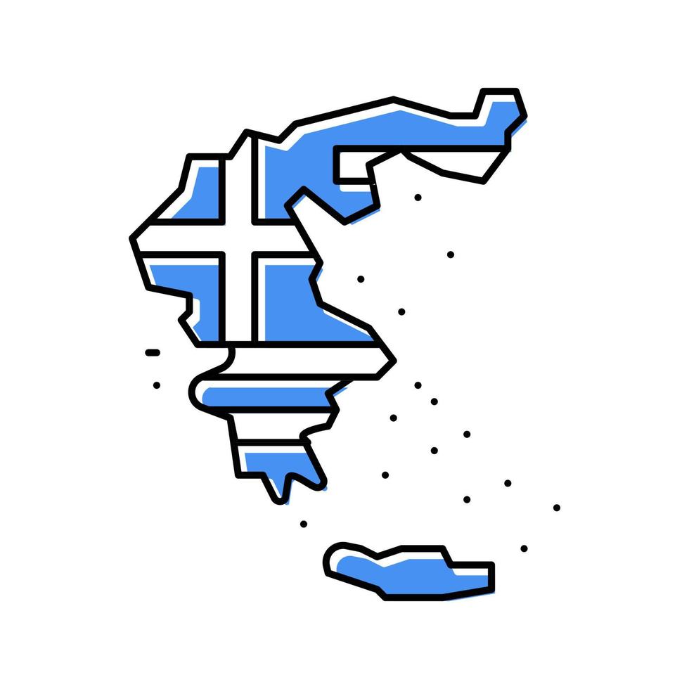 grecia país mapa bandera color icono vector ilustración