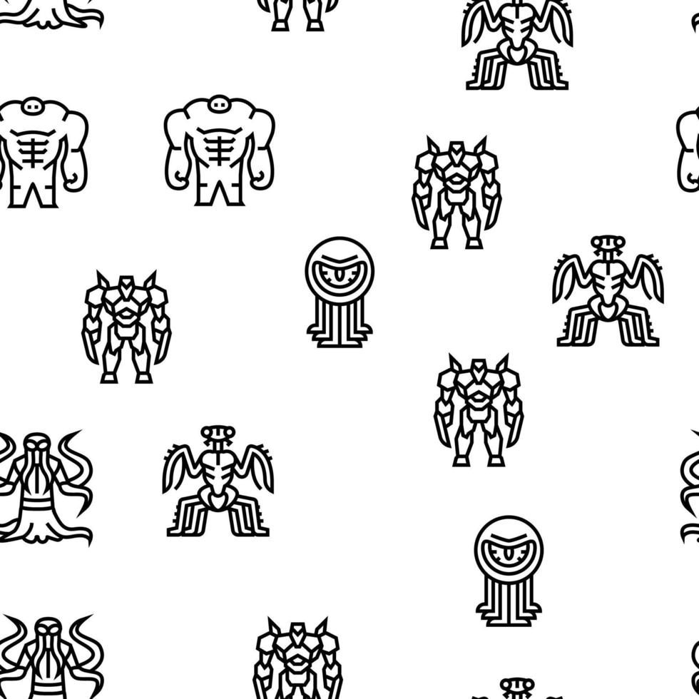 Monster Scary Fantasy Characters vector seamless pattern