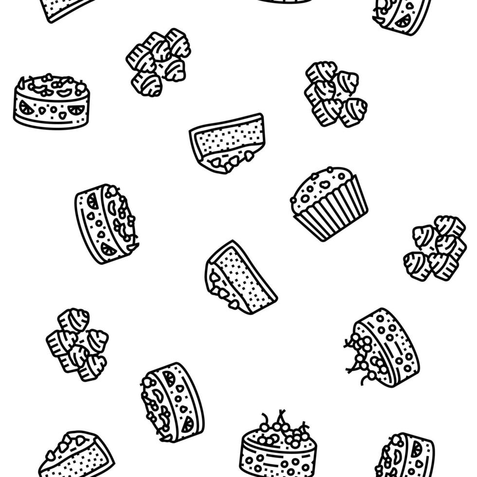 cake birthday food dessert party vector seamless pattern