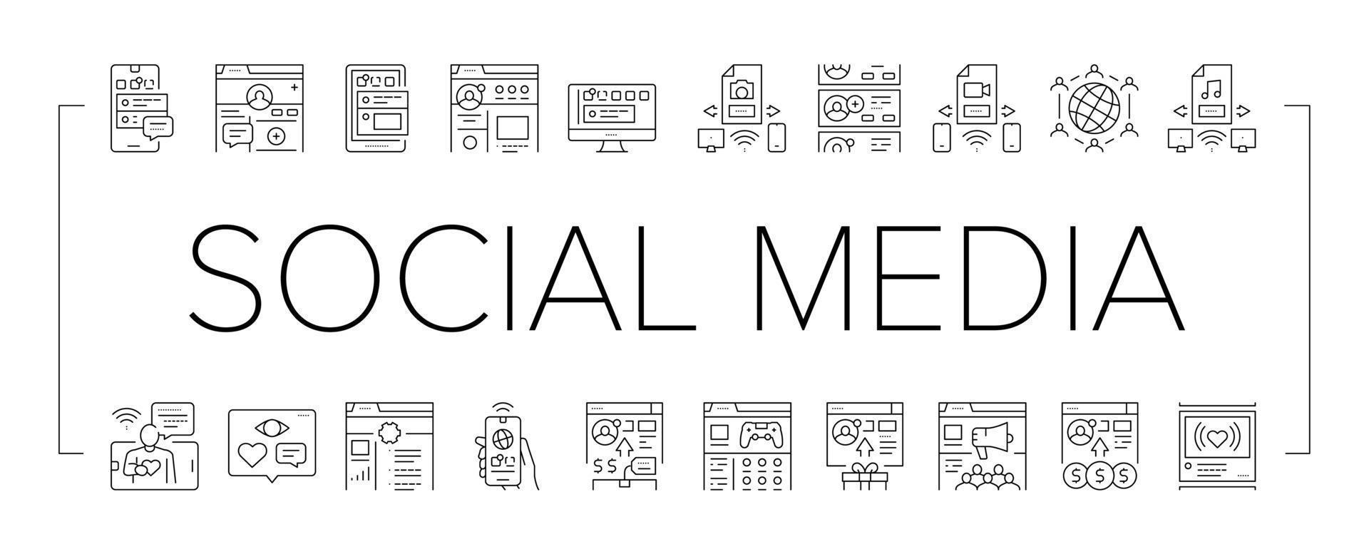 Internet Social Media Collection Icons Set Vector