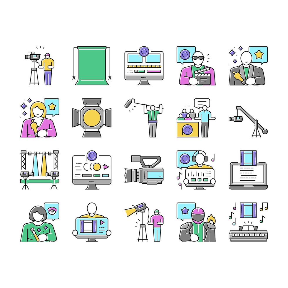 video production film studio icons set vector