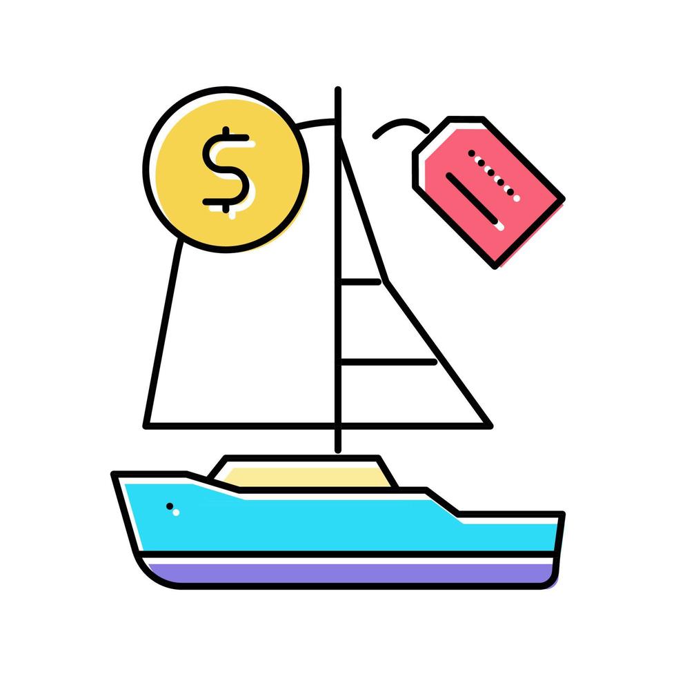 signo de ilustración de vector de icono de color de alquiler de barco