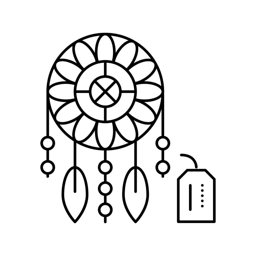 weaving dream cathcer handmade line icon vector isolated illustration