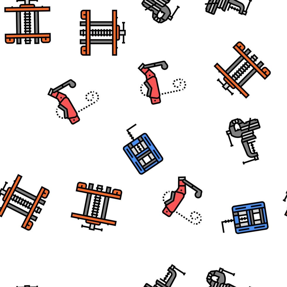 clamp vice grip tool metal vector seamless pattern