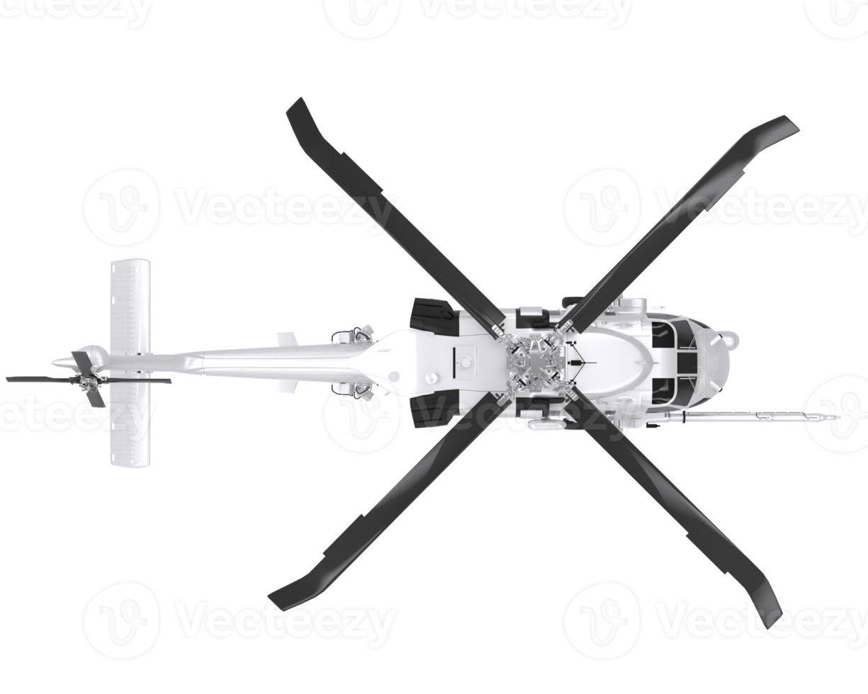 helicóptero aislado sobre fondo transparente. Representación 3d - ilustración png
