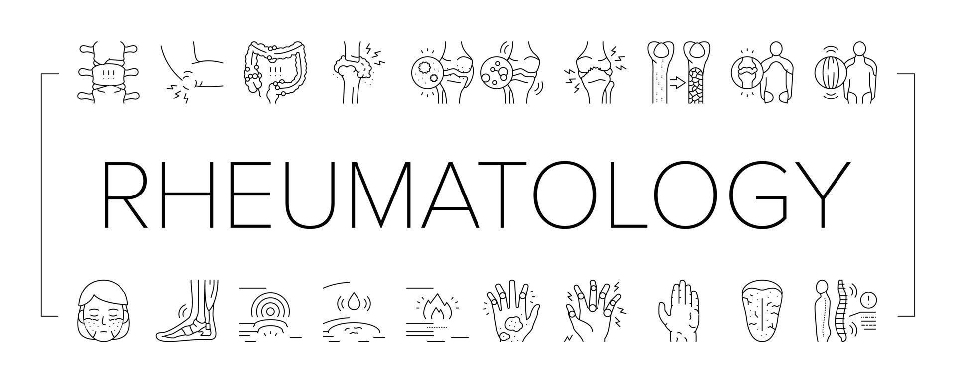 conjunto de iconos de problema de enfermedad de reumatología vector