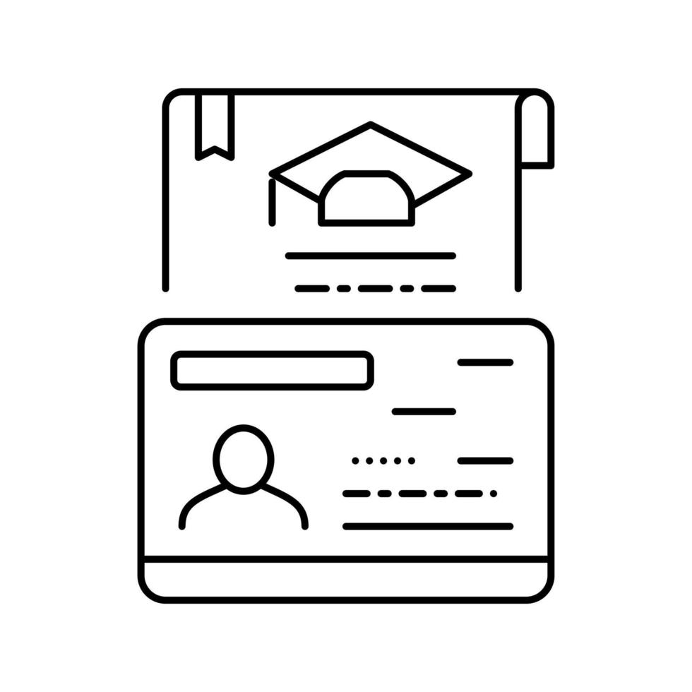 ilustración de vector de icono de línea de visa educativa