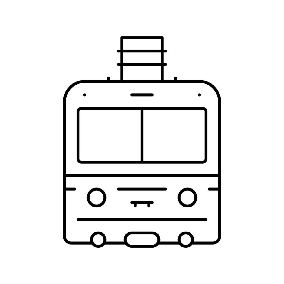 ilustración de vector de icono de línea de vehículo de transporte funicular