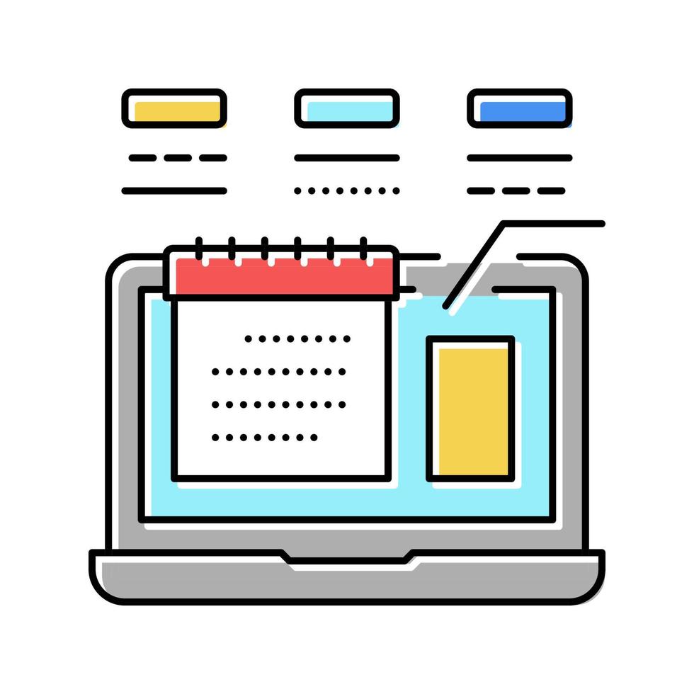 ilustración de vector de icono de color de programación de contenido