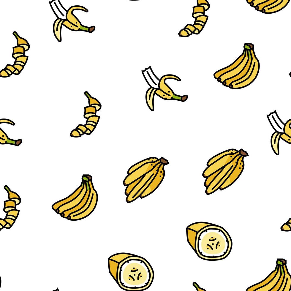 plátano fruta comida amarillo blanco vector patrón sin costuras