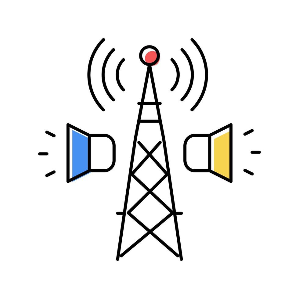 radio broadcasting color icon vector illustration