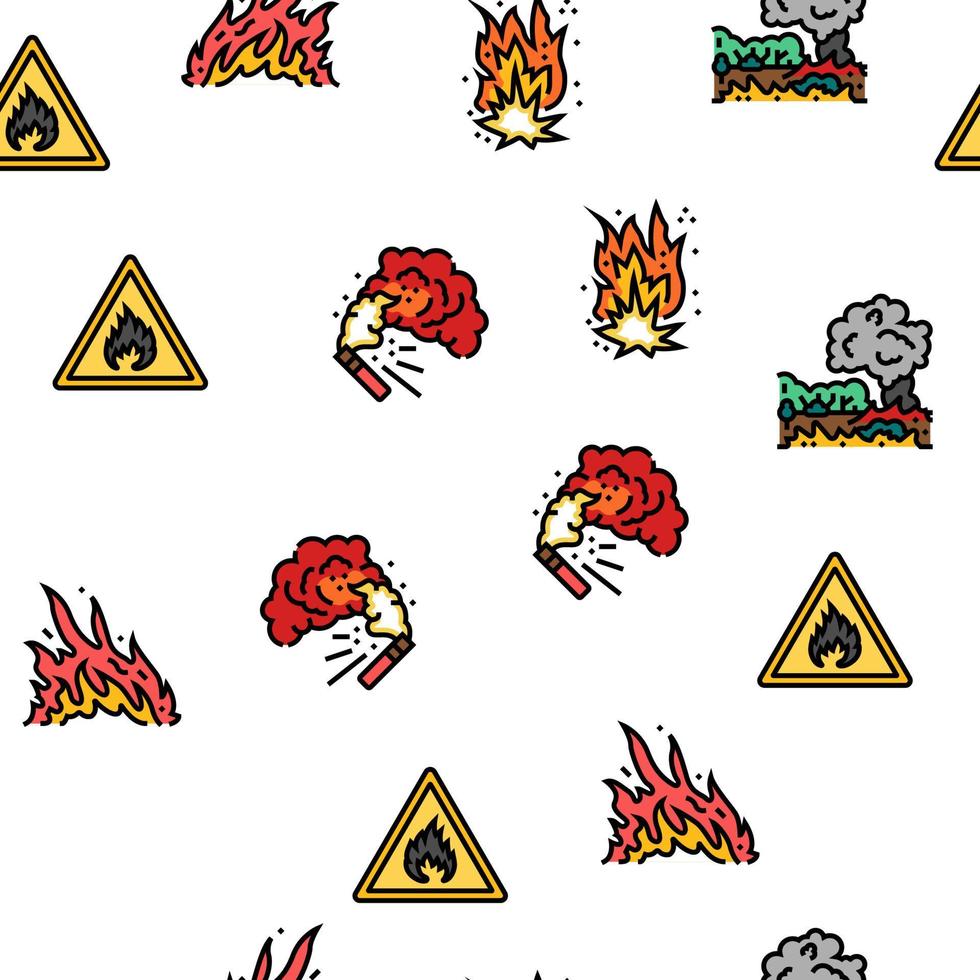 flame hot fire burn bonfire heat vector seamless pattern