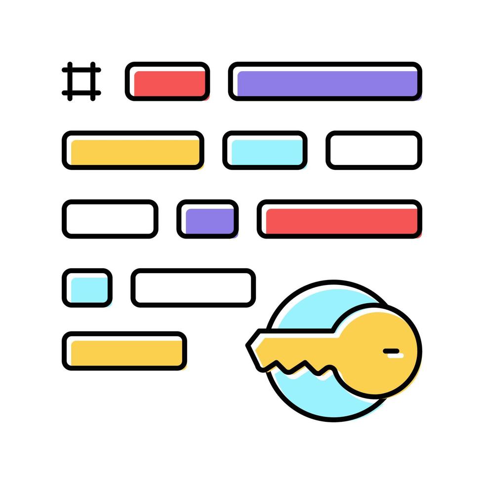 keywording keys for search social page image color icon vector illustration