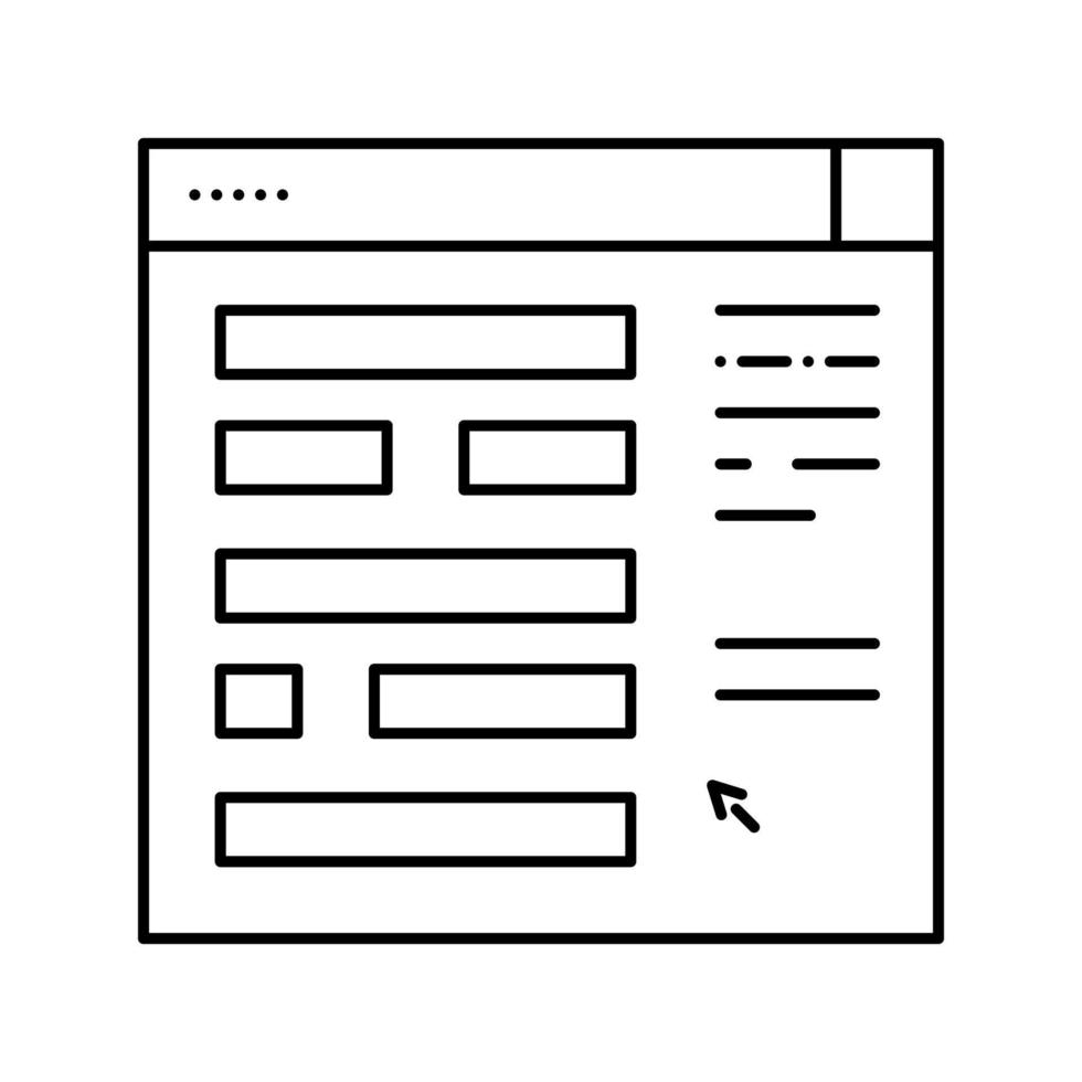 ilustración de vector de icono de línea de planificación de sitio web