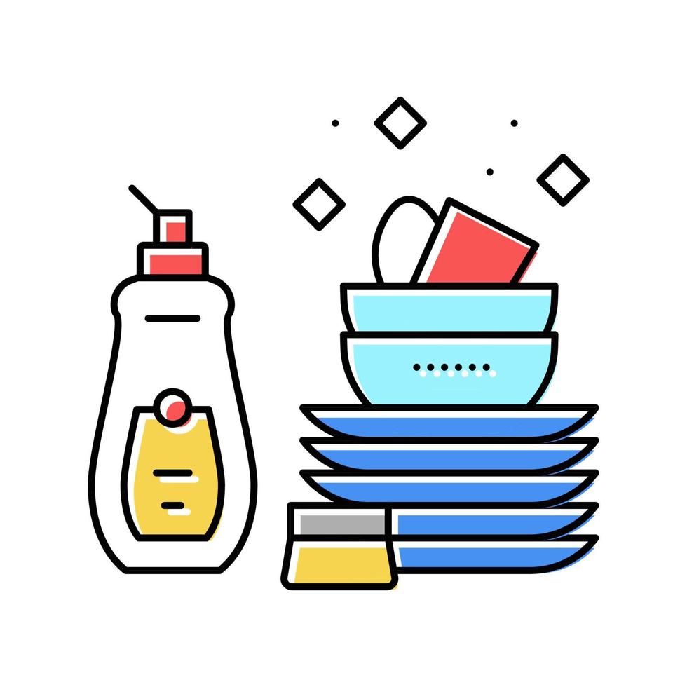 Ilustración de vector de icono de color de lavado de platos