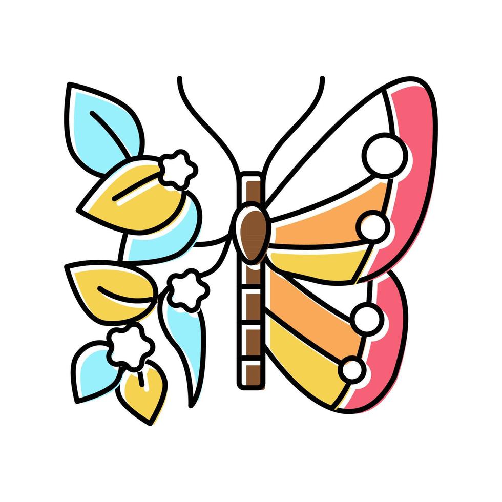 butterfly boho color icon vector illustration