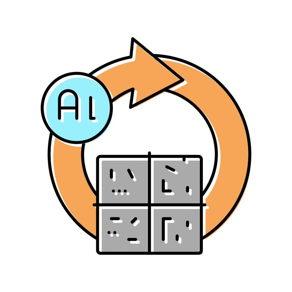 reciclaje de aluminio producción color icono vector ilustración