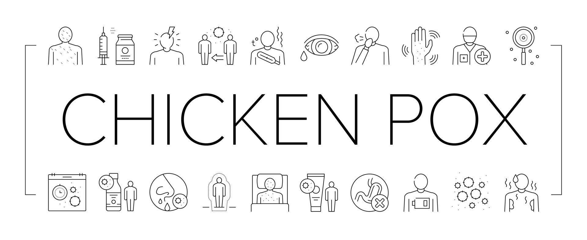 Chicken Pox Disease Collection Icons Set Vector