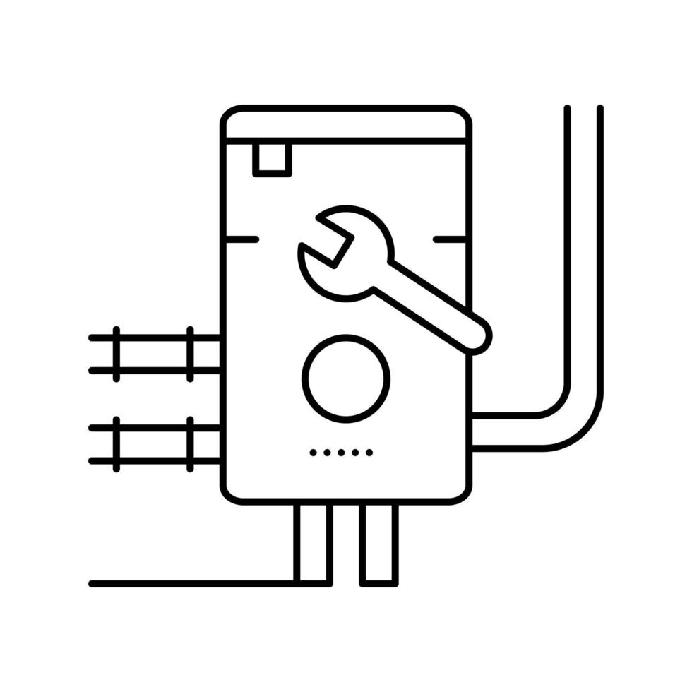 calentador de agua caldera instalación línea icono vector ilustración