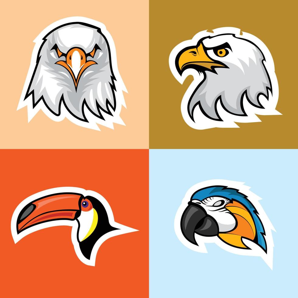 Eagle, Parrot and Toucan logo set. EPS 10 vector graphics.