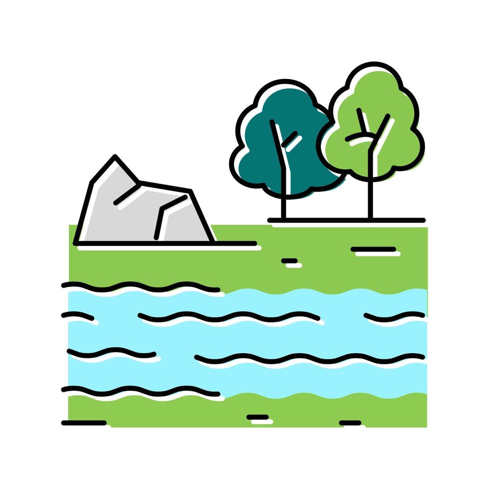 river landscape color icon vector illustration