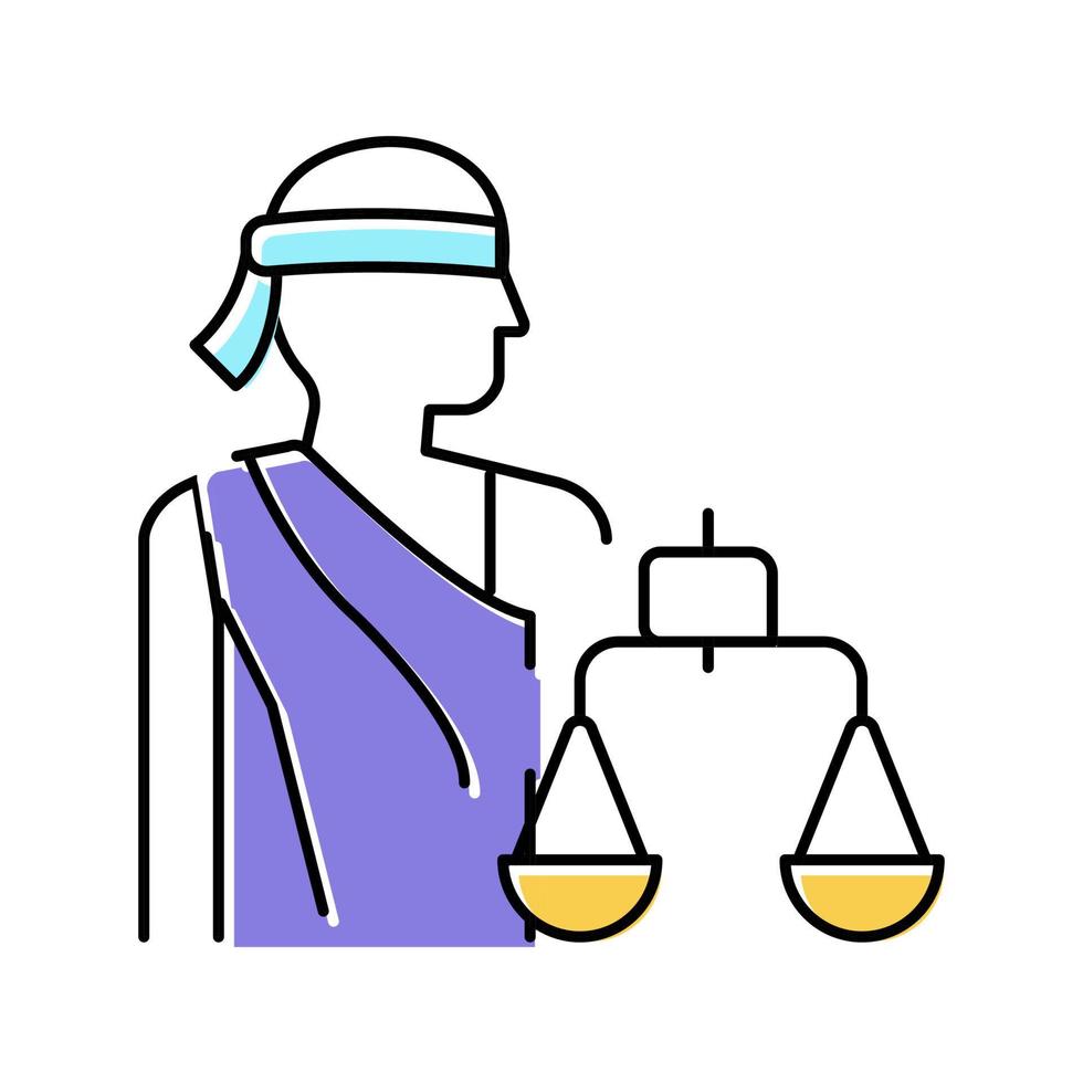 justitia ley color icono vector ilustración