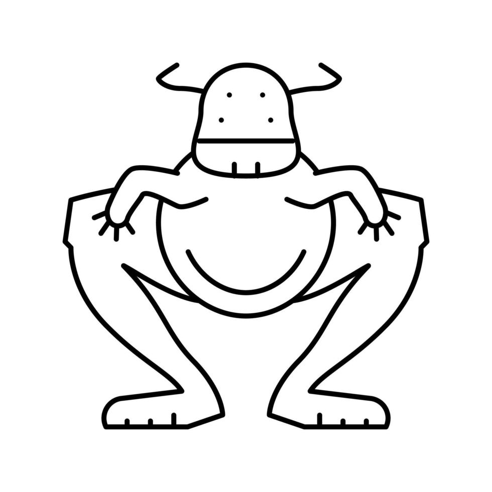 jumping monster line icon vector illustration