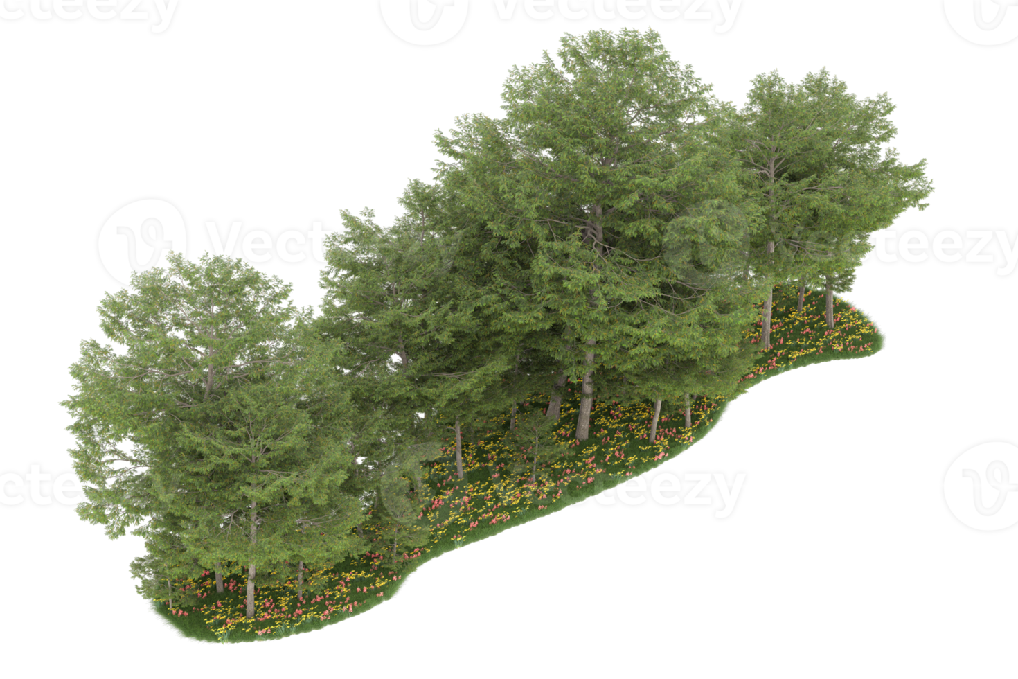 forêt réaliste isolée sur fond transparent. rendu 3d - illustration png