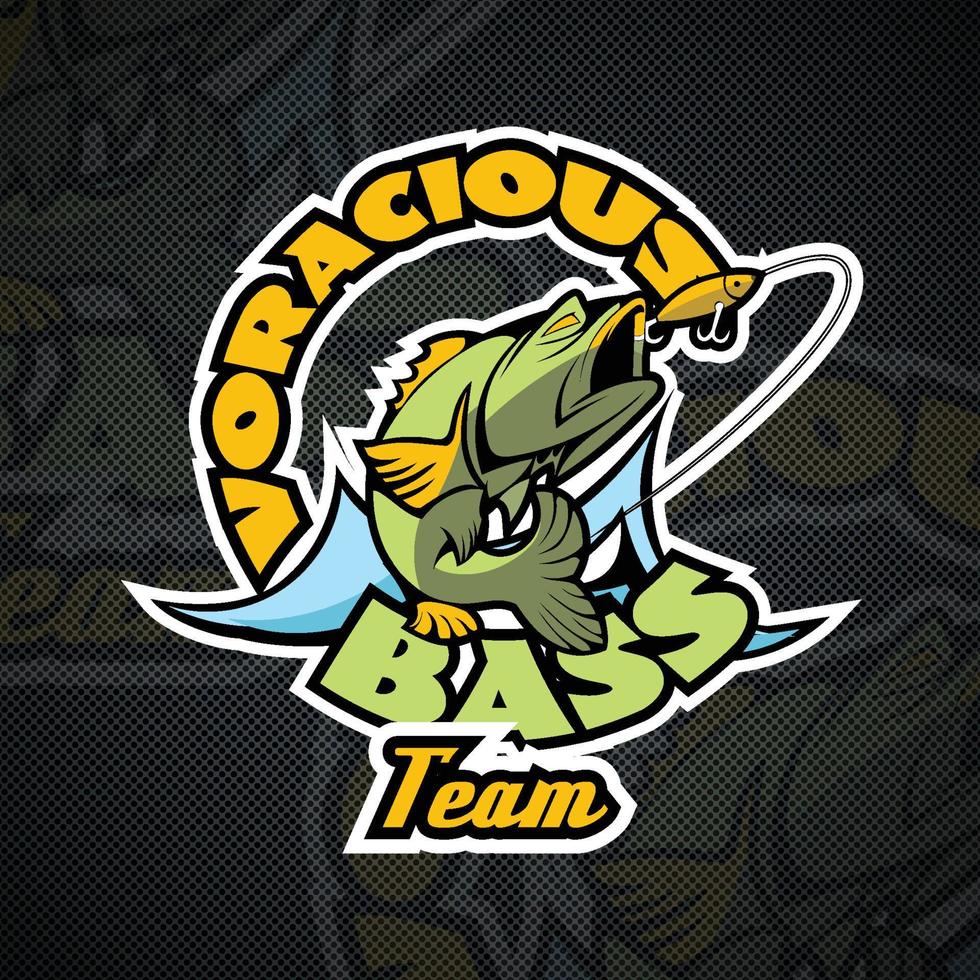 Voracious Bass, the motto of the Fishermen's team. Logo template. EPS 10 Vector graphics. Layered and editable.