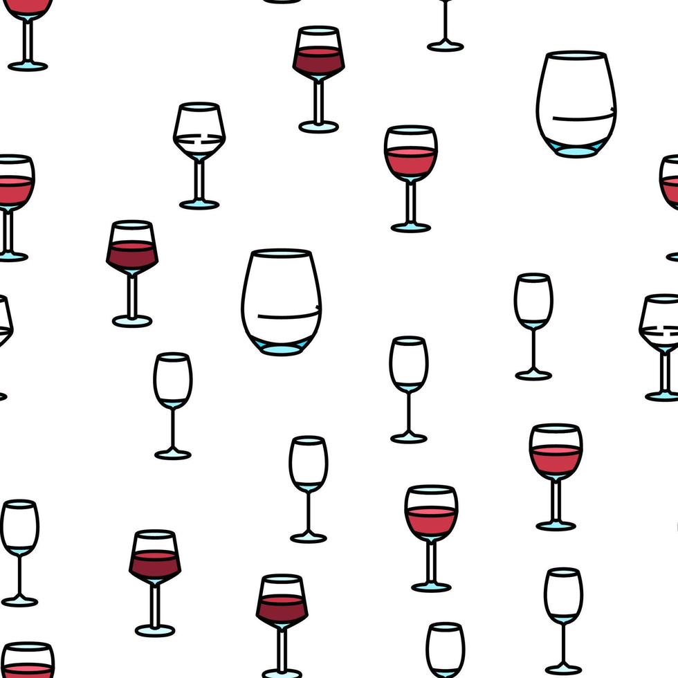 wine glass red drink alcohol vector seamless pattern