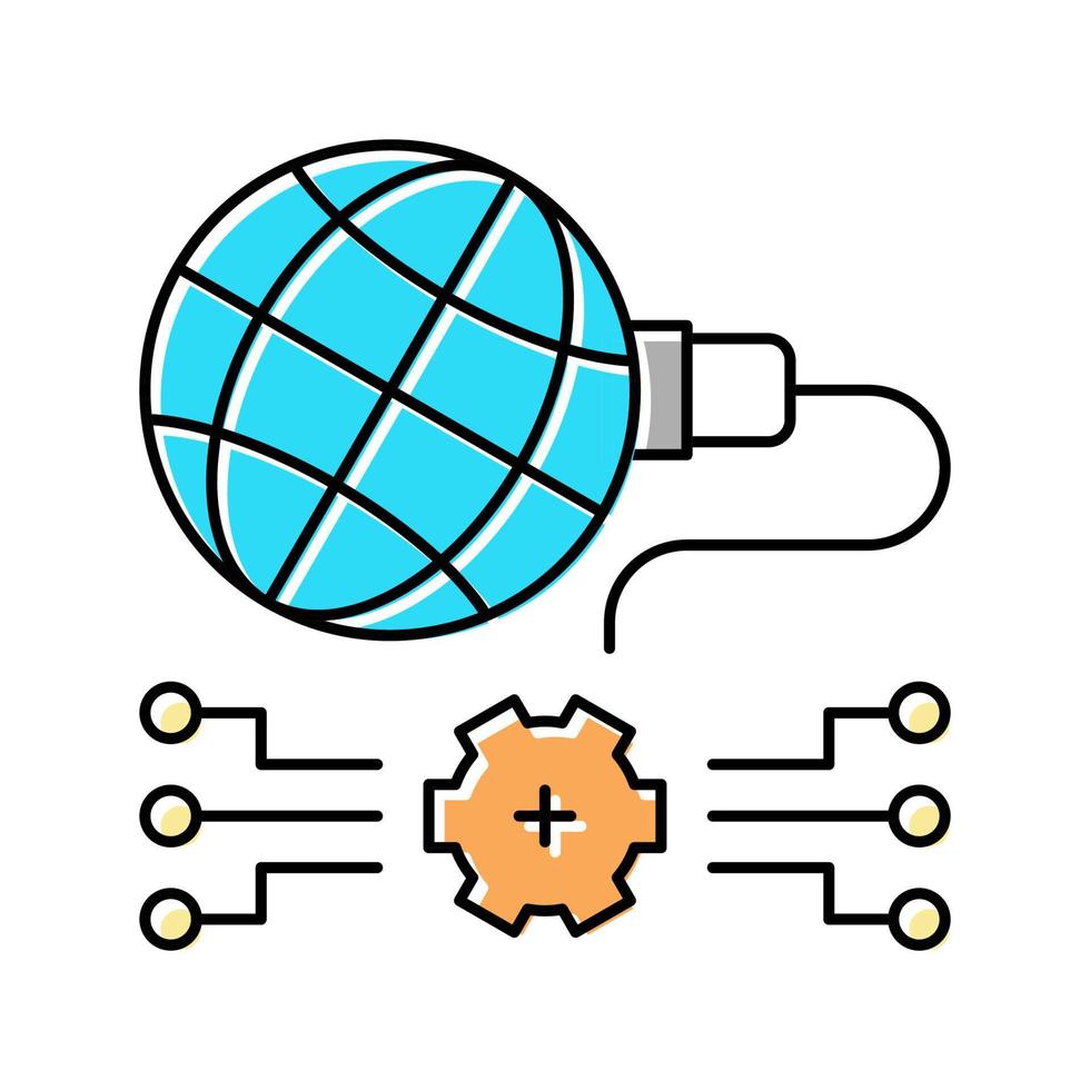 Ilustración de vector de icono de color de ahorro de energía eléctrica global