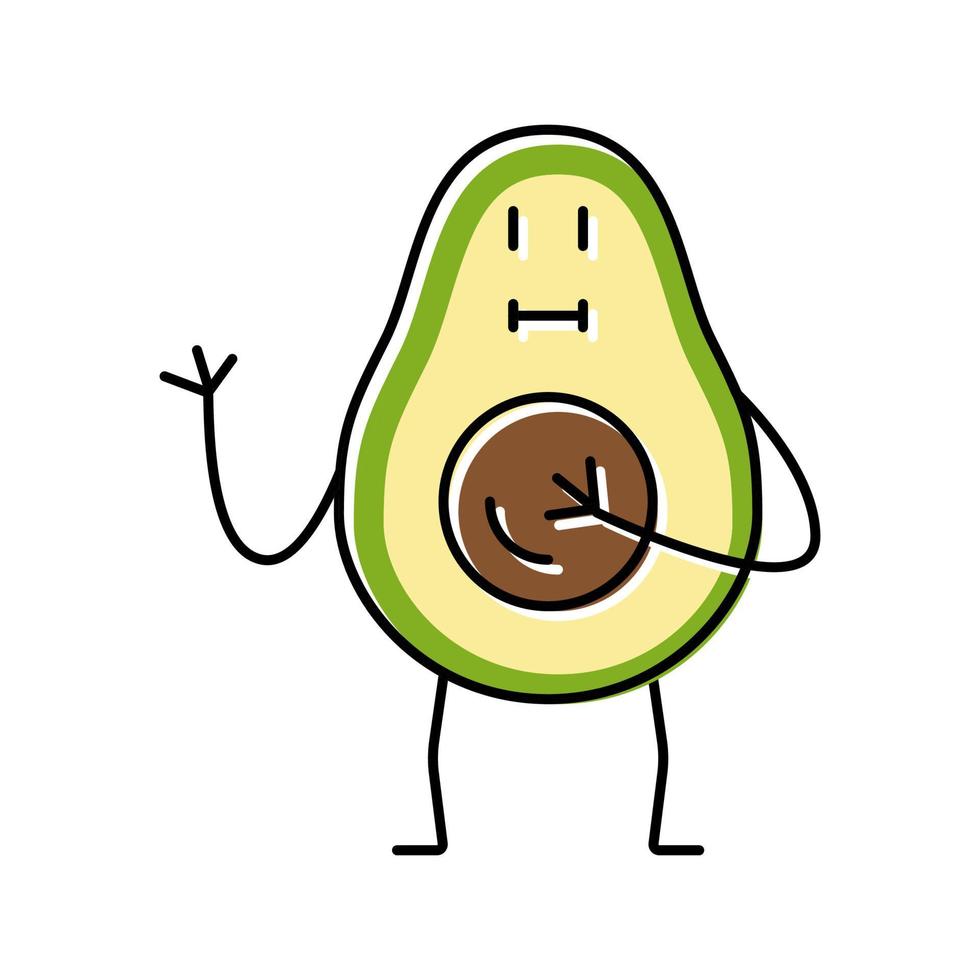avocado character color icon vector illustration