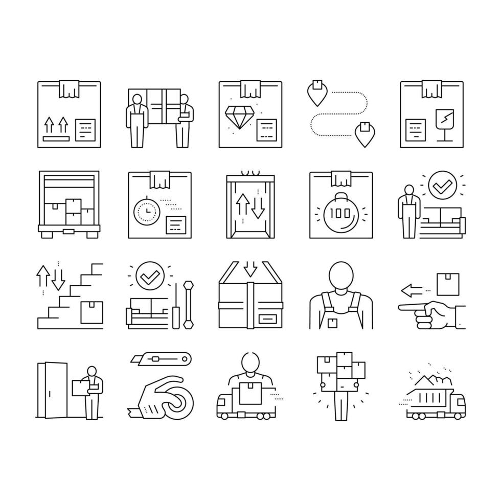 conjunto de iconos de colección de servicio express mover vector