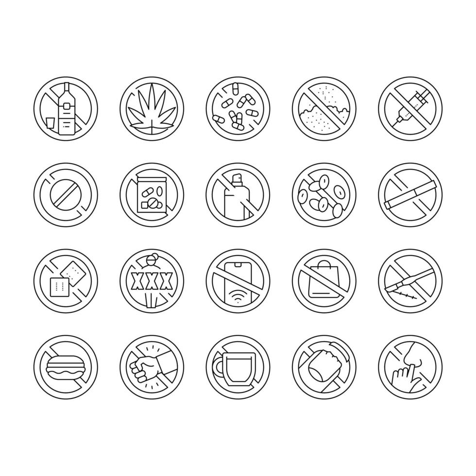 Addiction Substance Dependence Icons Set Vector