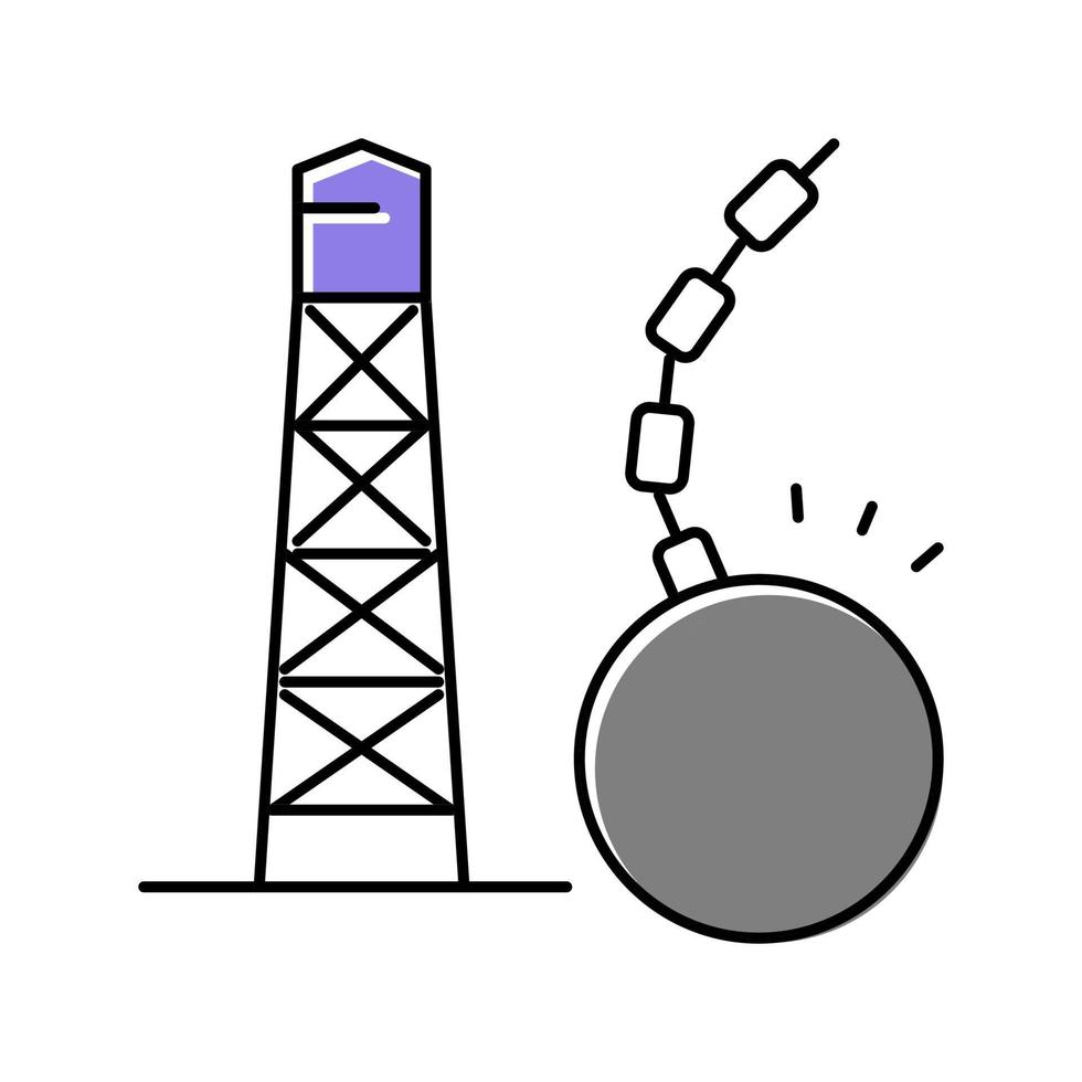tower demolitions color icon vector illustration