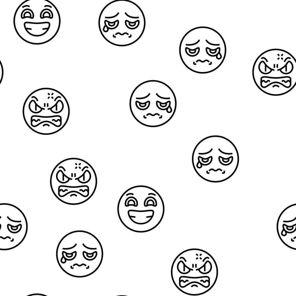 Emoji Emotional Funny Smile Face vector seamless pattern