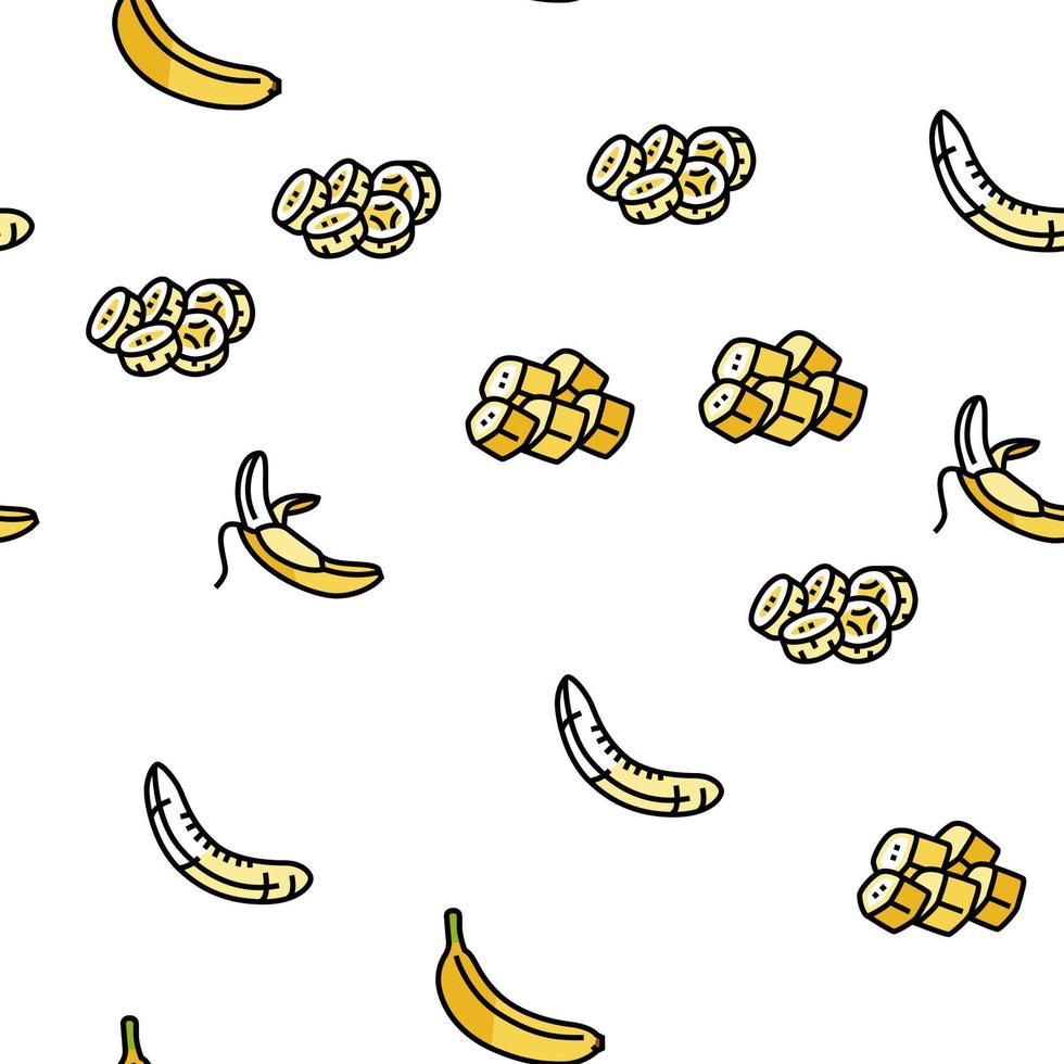 banana fruit food yellow white vector seamless pattern