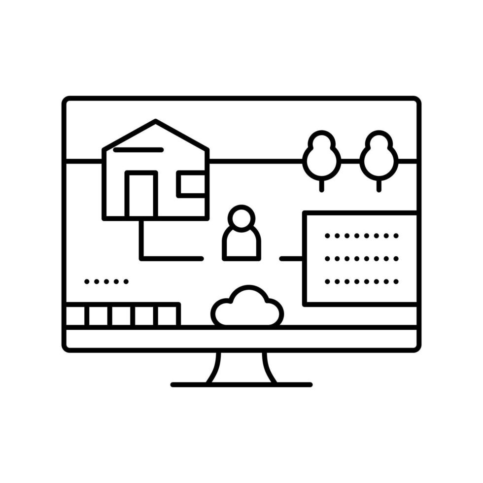 simulation video game line icon vector illustration